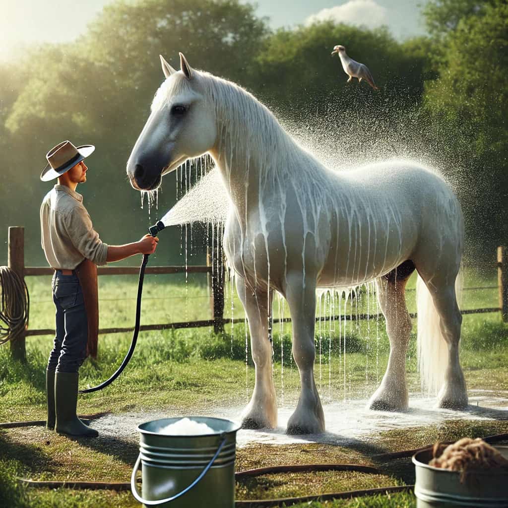 how to bathe a horse